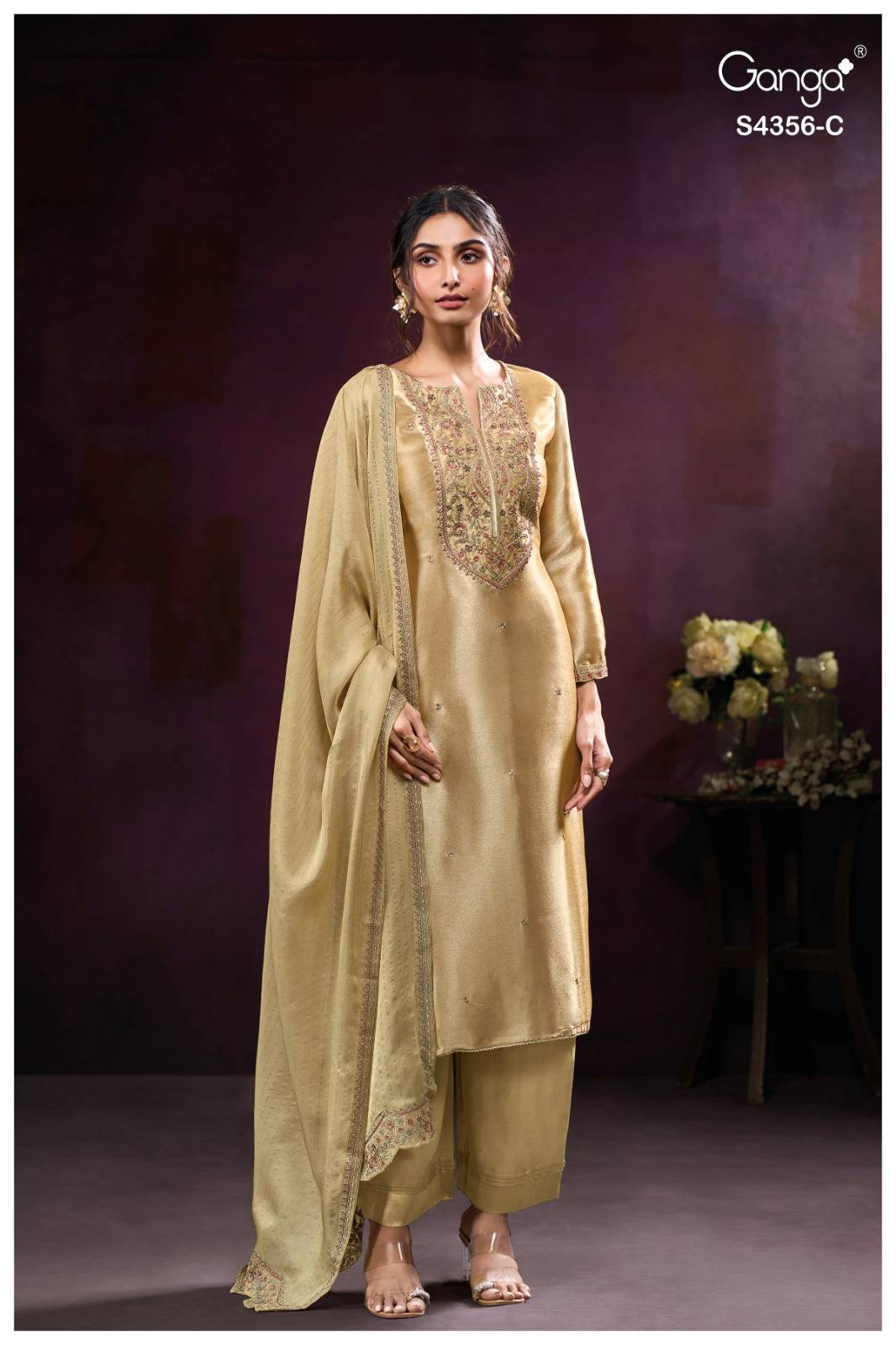 TVEYA 4356 Series By GANGA FASHION Stylish Beautiful Colourful PURE BEMBERG SILK Dresses At Wholesale Price